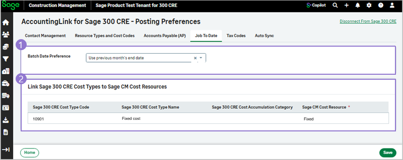 The Job to Cost posting preferences.