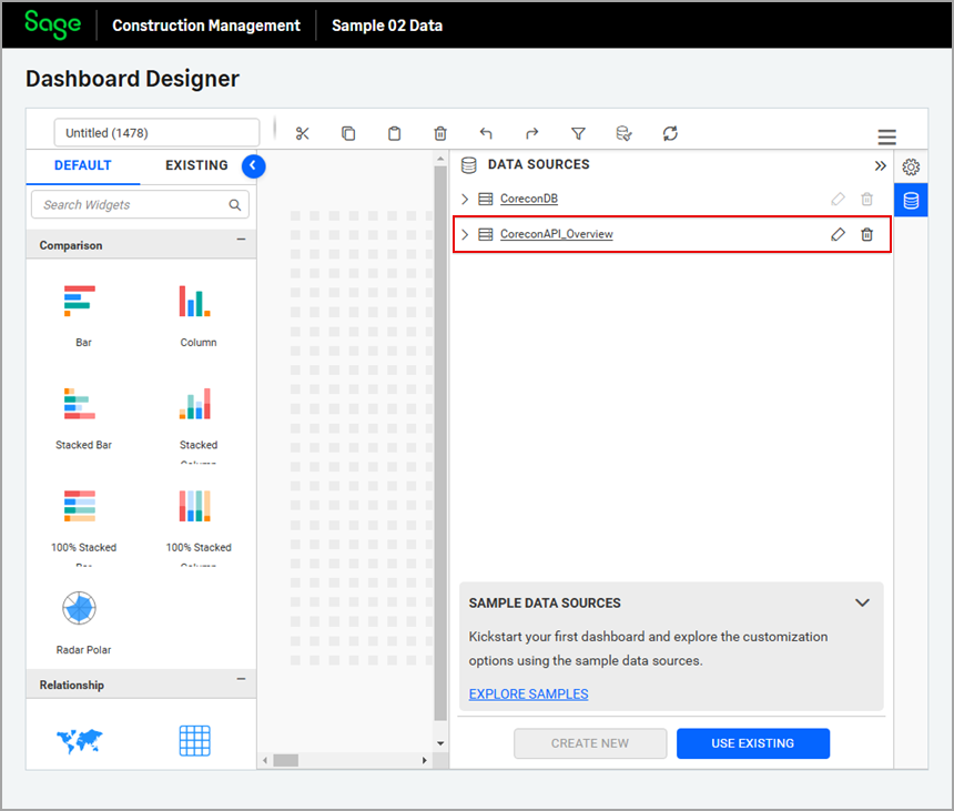 The newly added API under the DATA SOURCES section.