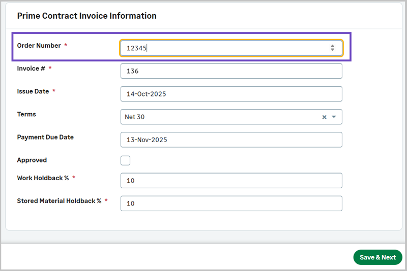 The order umber fields allowing up to 5 digits.