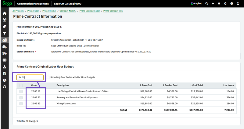 The new search box above the grid with the search retrieved result.