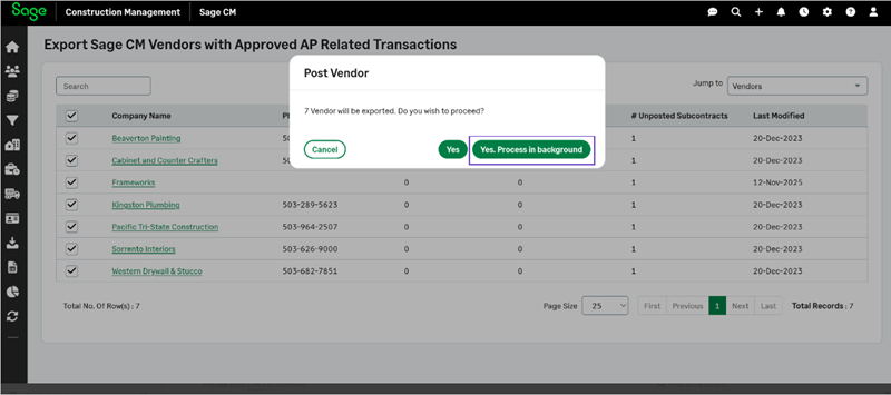 Select Yes Process in background.