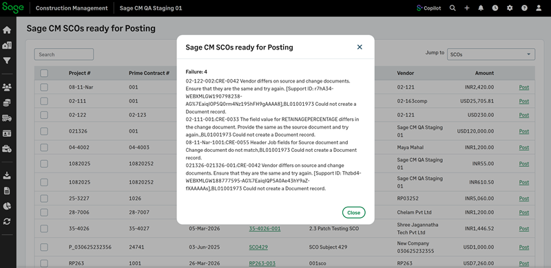 Posting error message notifying user that the transaction has already been posted.