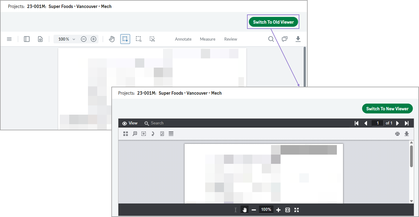 The switch viewer option opens the current document in the alternate viewer in a new tab.