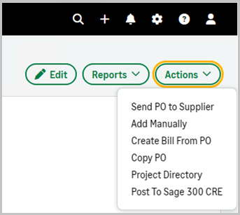 The Post to Sage 300 CRE action from the Actions menu